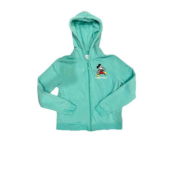 Disney Tops - Disney Womens XS Walt Disney World Zip Hoodie Mint Green Mickey Mouse Graphic